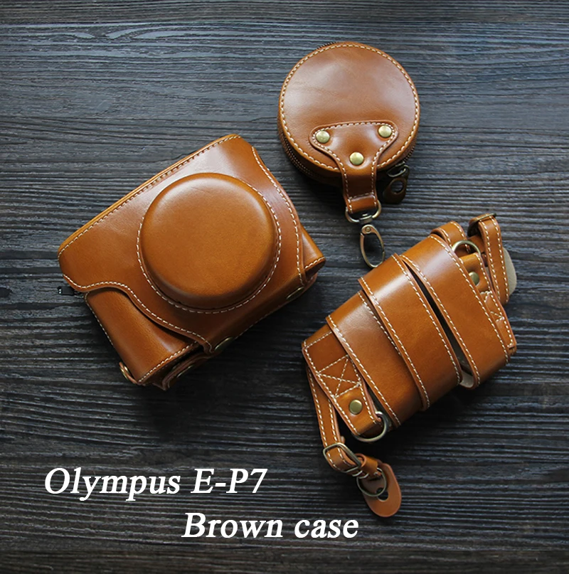 OLYMPUS PEN E-PL7 ミラーレスカメラ レンズ2本 レザーケース Amazon | TP Original ハンドメイド 本革 ハーフカメラケース