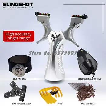 

Professional Rubber Band Slingshot High Precision Flat Leather Alloy Catapult Outdoor Hunting Shooting Traditional Fast Bow