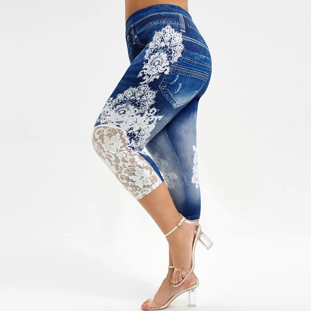Women Lace Leggings Plus Size Capri Panel Printed Leggings Push Up 3d Elastic High Waist Skinny Fitness Trouser Large Size #T2G Women Lace Leggings Plus Size Capri Panel Printed Leggings Push Up 3d Elastic High Waist Skinny Fitness Trouser Large Size #T2G