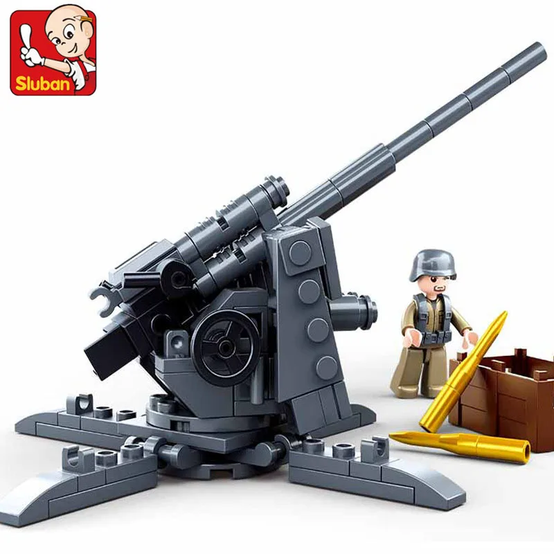 115Pcs WW2 Military Weapon 88MM Flak ANTI-TANK Model Bricks Figures Building Blocks Sets Educational Toys for Kids