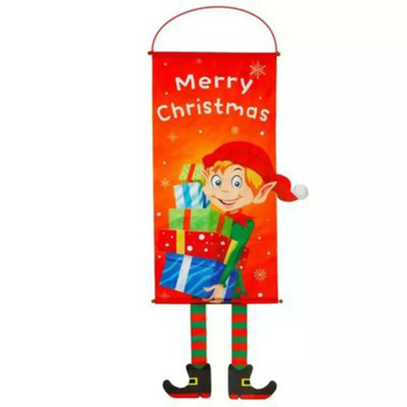 Счастливого Рождества баннер Санта Клаус флаг орнамент двери окна Висячие Xmas Декор XR657