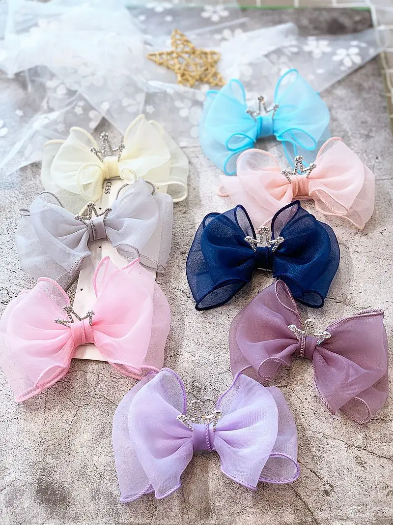 

Бутик 20 шт модные тиары из страз лук шпильки Твердые Корона Марля бант заколки для волос Принцесса аксессуары для волос