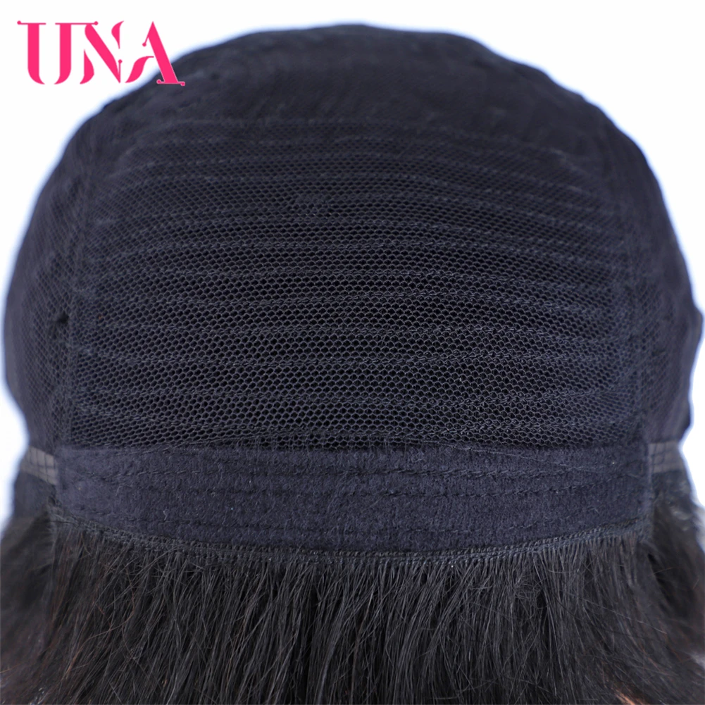 UNA Short Straight Human Hair Wigs For Women Non-Remy Brazilian Human Hair Machine Wigs 7A Middle Ratio 120% Density 75g