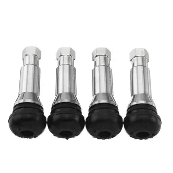 

4Pcs/Set TR414 Chrome Aluminium Tubeless Tyre Valve Stem Cap Snap In Wheel Tire Valve Core Stems Rubber Dustproof Cover