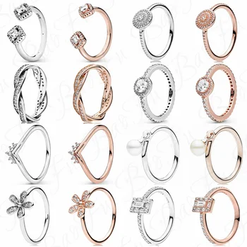 

Authentic 925 Sterling Silver Ring Ice Crystal Sparkling Crystal Ring Suitable For Original Female Popular Casual Jewelry