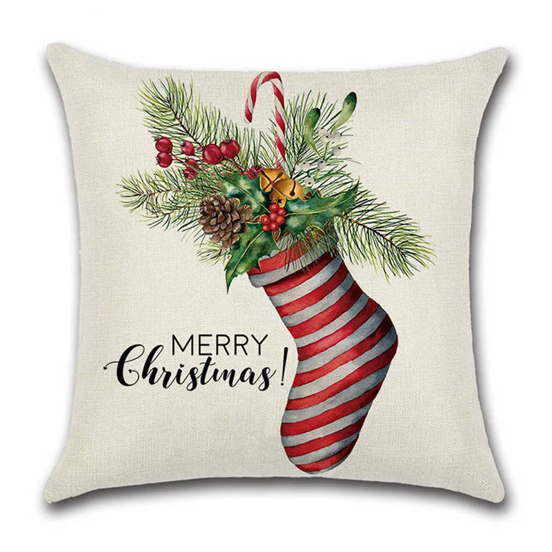 Household Decoration Christmas Decoration Cute Cartoon Pattern Spandex Concise Christmas Pillow Case Car Decoration - Цвет: C