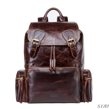 

Vintage Genuine Leather Backpack Drawstring Laptop Travel Rucksack for Teenager 517D
