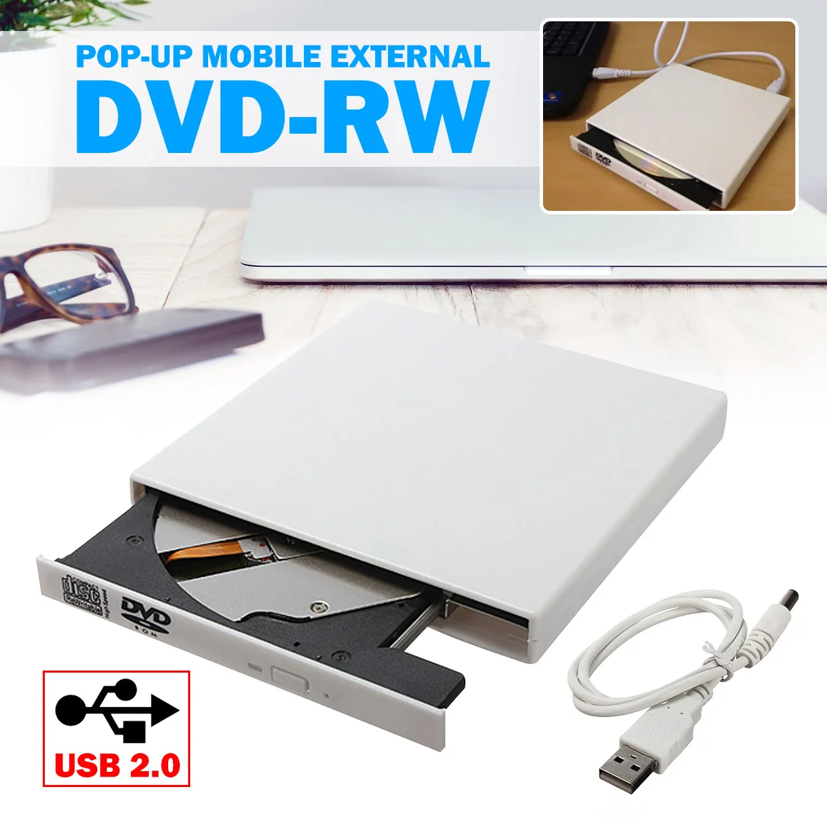  LEORY USB 2.0 External CD-RW/DVD-RW Burner Drive CD DVD ROM Combo Writer for Mac Laptop Notebook FW
