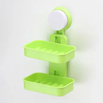 

Bathroom Strong Electrostatic Suction Cup Soap Box Bathroom Large Double Drain Soap Box Soap Dish Drop Shipping Sale