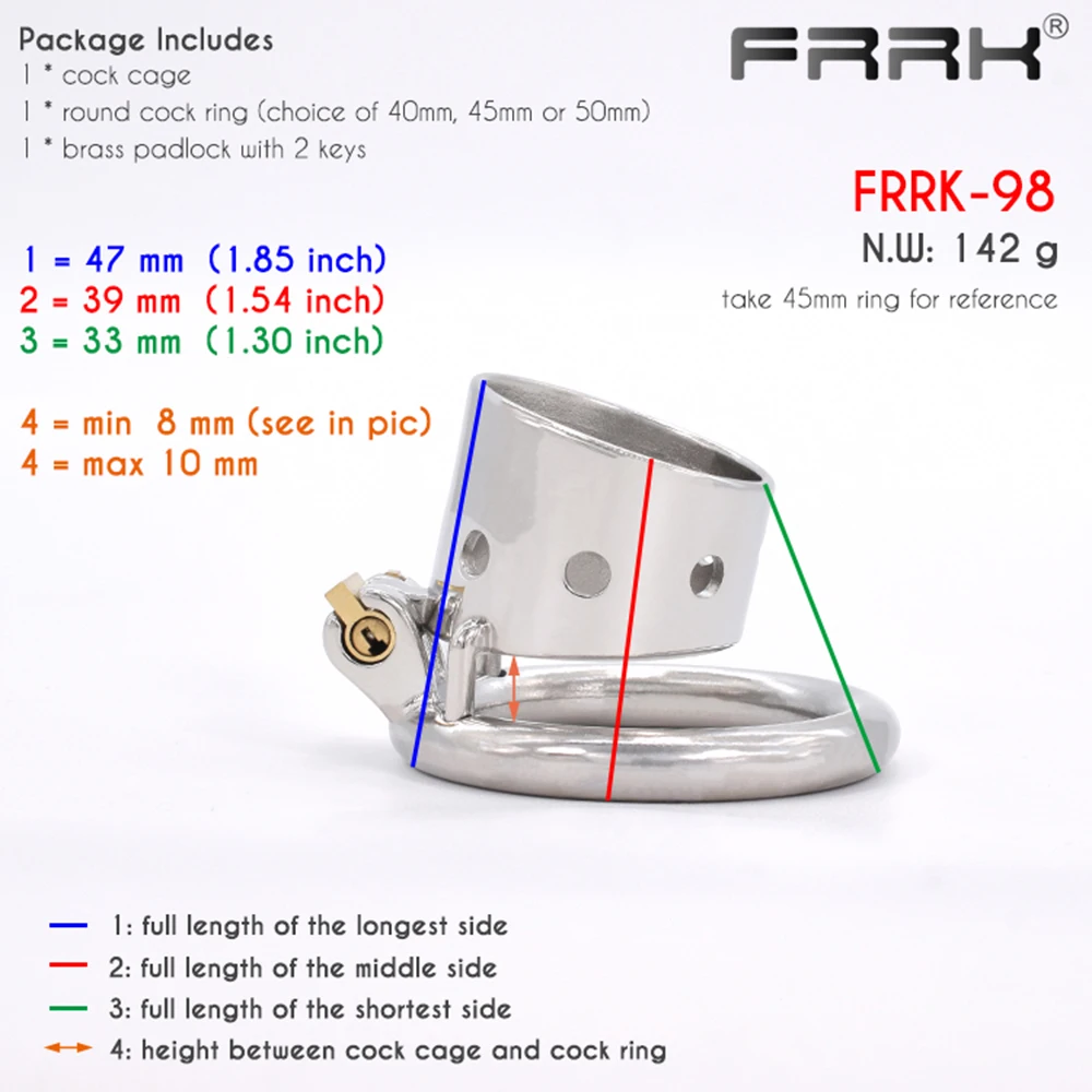 FRRK Small Penis Rings Stainless Steel Male Chastity Cage Sexual Wellness Bondage Cock Belt Lock Devices