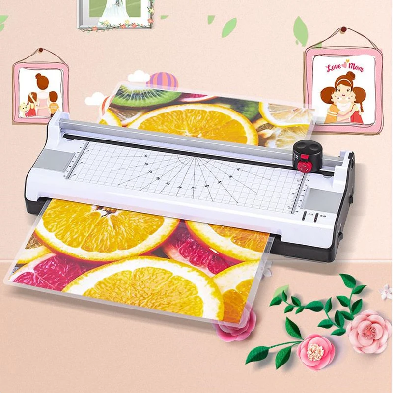 

4-in-1 A4 Laminator with Rotary Trimmer & Corner Rounder Photo/Doucment/Card Hot & Cold Laminator Machine Support A4 Paper Photo