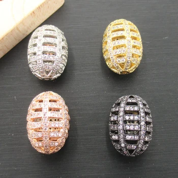 

APDGG 11x16mm Rice Gold plated Cubic Zirconia CZ Micro Paved Loose Metal Beads For Jewelry Making DIY