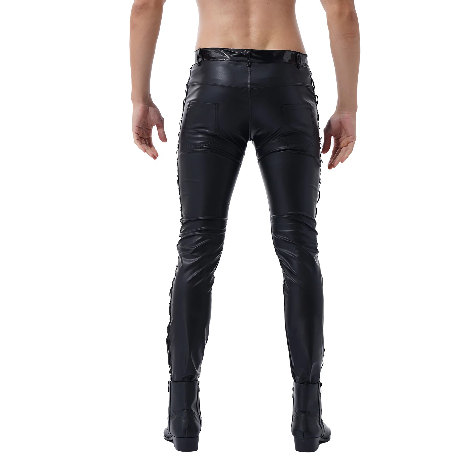 Heart move low price Mens Soft Faux Leather Tight Pants Stretchy