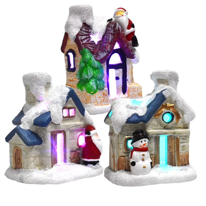 Декорационные светодиодные светильники светящаяся дача, сказочный Европейский Снежный сцена, дом, детский подарок, рождественские украшения, светодиодный ночник
