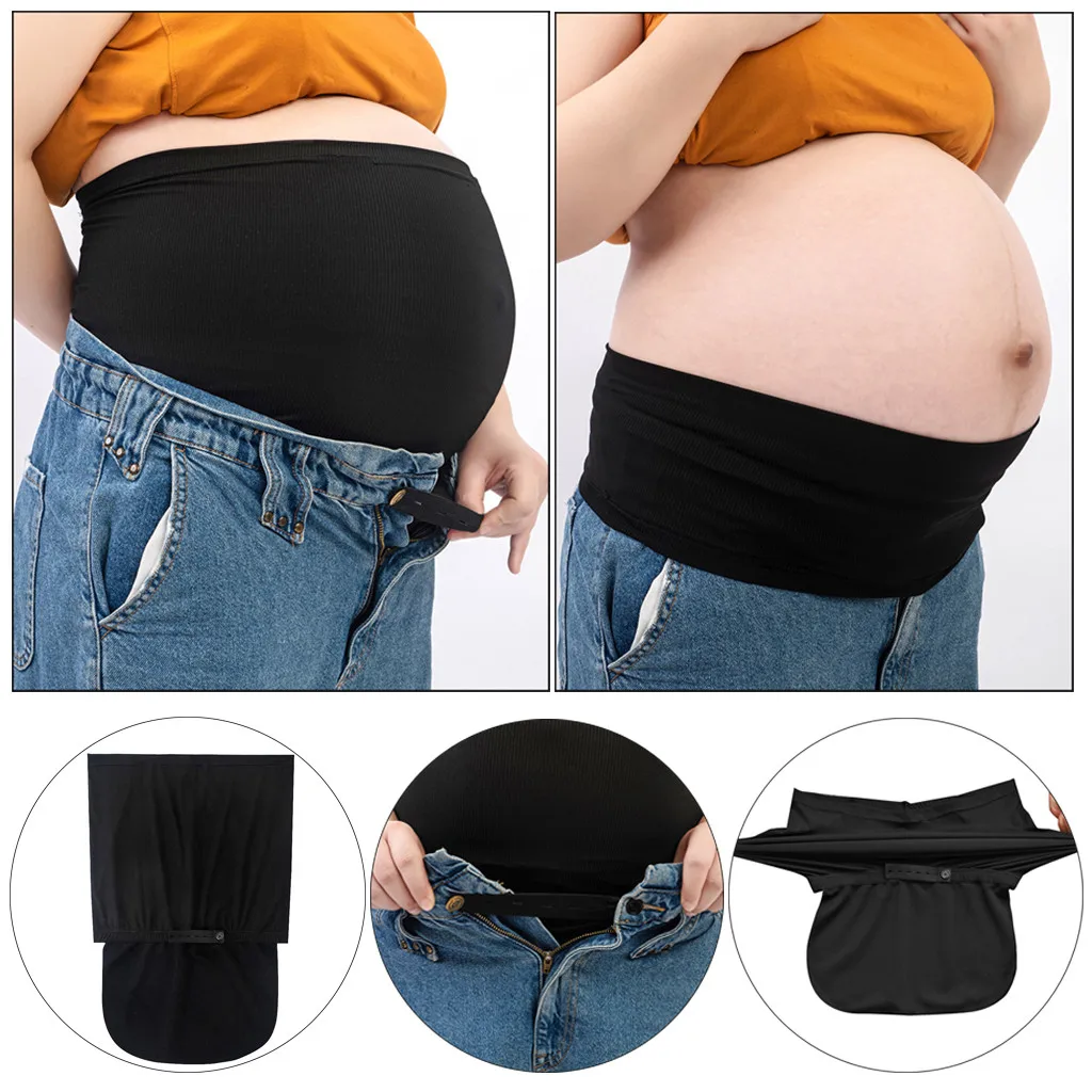 Premium Seamless with Pants Extender for Pregnancy and Postpartum Bamboo Maternity Belly Band 