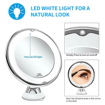 

For Make-Up Adjustable 10x Magnification Lighted LED Makeup Mirror Bathroom Vanity Mirror Travel Mirror With Strong Suction Cup
