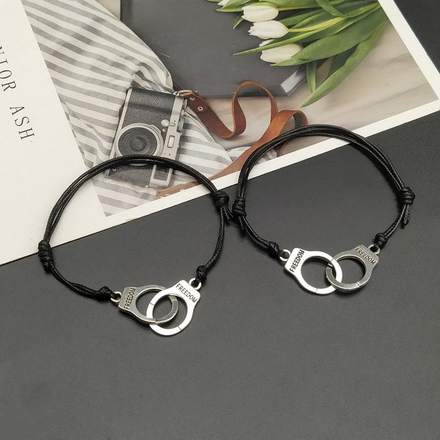 pcs Handcuff Bracelet Set BBF Adjustable Rope  Bracelet for Women Men Friendship Couple Bracelets Matching Bracelets