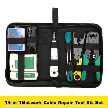 

14Pcs/set RJ45 RJ11 CAT5 CAT5e CAT6 Portable Network Repair Tool Kit UTP LAN Cable Tester Plier Crimp Crimper Plug Clamp PC
