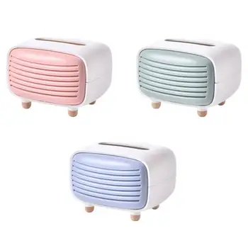 

Creativity Cute Mini Radio Model Bamboo Charcoal Cartoon Tissue Box Container Home Office Restaurant Desktop Decor