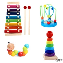 Монтессори Деревянные игрушки Детские обучающие игрушки Детские красочные деревянные блоки