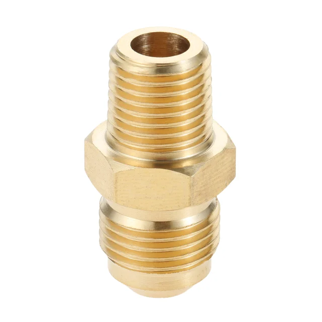 PATIKIL Brass Flare Coupling Fitting, 2 Pcs 1/2" Male NPT X 3/4" Male Flare Thread
