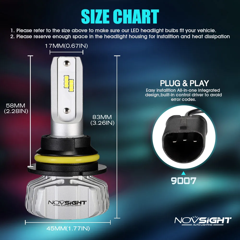 NOVSIGHT H7 светодиодные лампы H4 диодные лампы для авто H1 H8 H11 комплект фар 9005 HB3 9006 HB4 для Авто 12V Светодиодный светильник 50W 10000LM