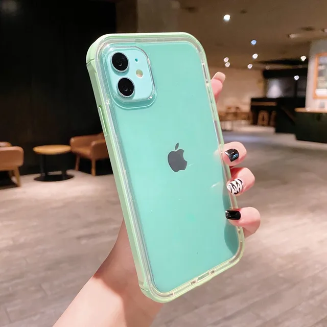 Transparent Candy color bumper Anti-knock Case for iphone 12 12Pro Max 11 11Pro XR X XS Max SE2020 7 8 Plus shockproof cover green