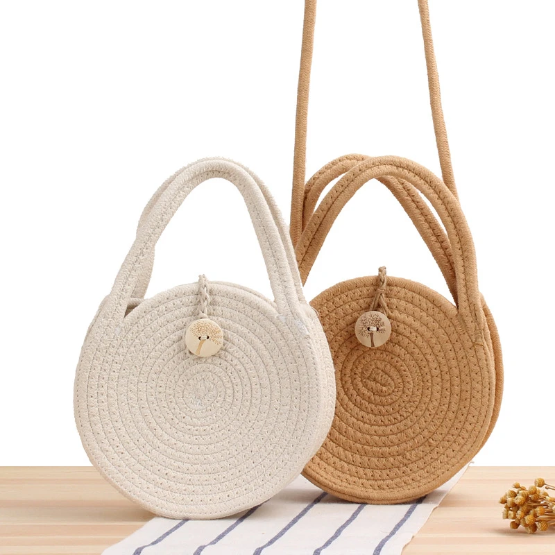 Abierto Paquete o empaquetar conformidad Bolso cruzado redondo de algodón para mujer, bolsa de playa de estilo  Natural, de paja, pequeño, redondo, para pastel, a7135, nuevo, 19x cm| | -  AliExpress