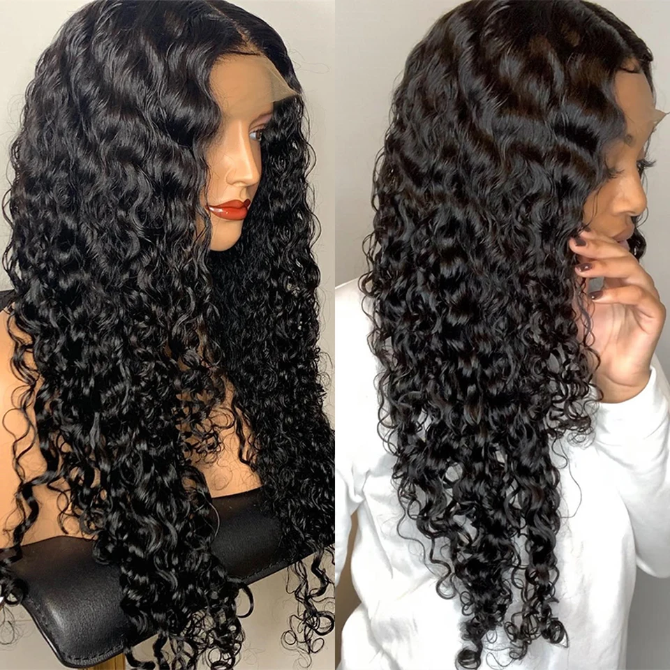 Brazilian Water Wave Lace Front Wigs For Black Women Pre Plucked 13x4 Lace Frontal Human Hair Wig 4x4 Lace Closure Wigs Remy