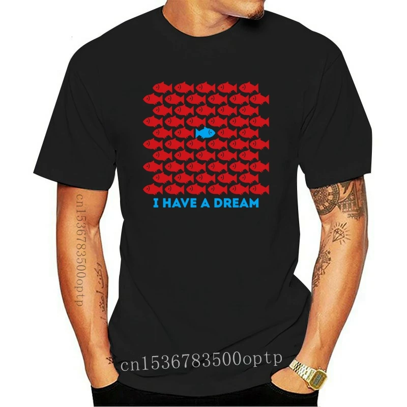 Мужская футболка с рисунком рыбы I'm A Dream 2018 черный топ мультяшным принтом