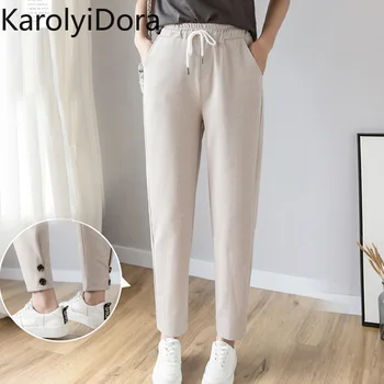 

Women Pants 2020 Spring Summer Female Fashion Solid Elastic High Waist Casual Trousers Loose Harem Pants Sweatpants Pencil Pant