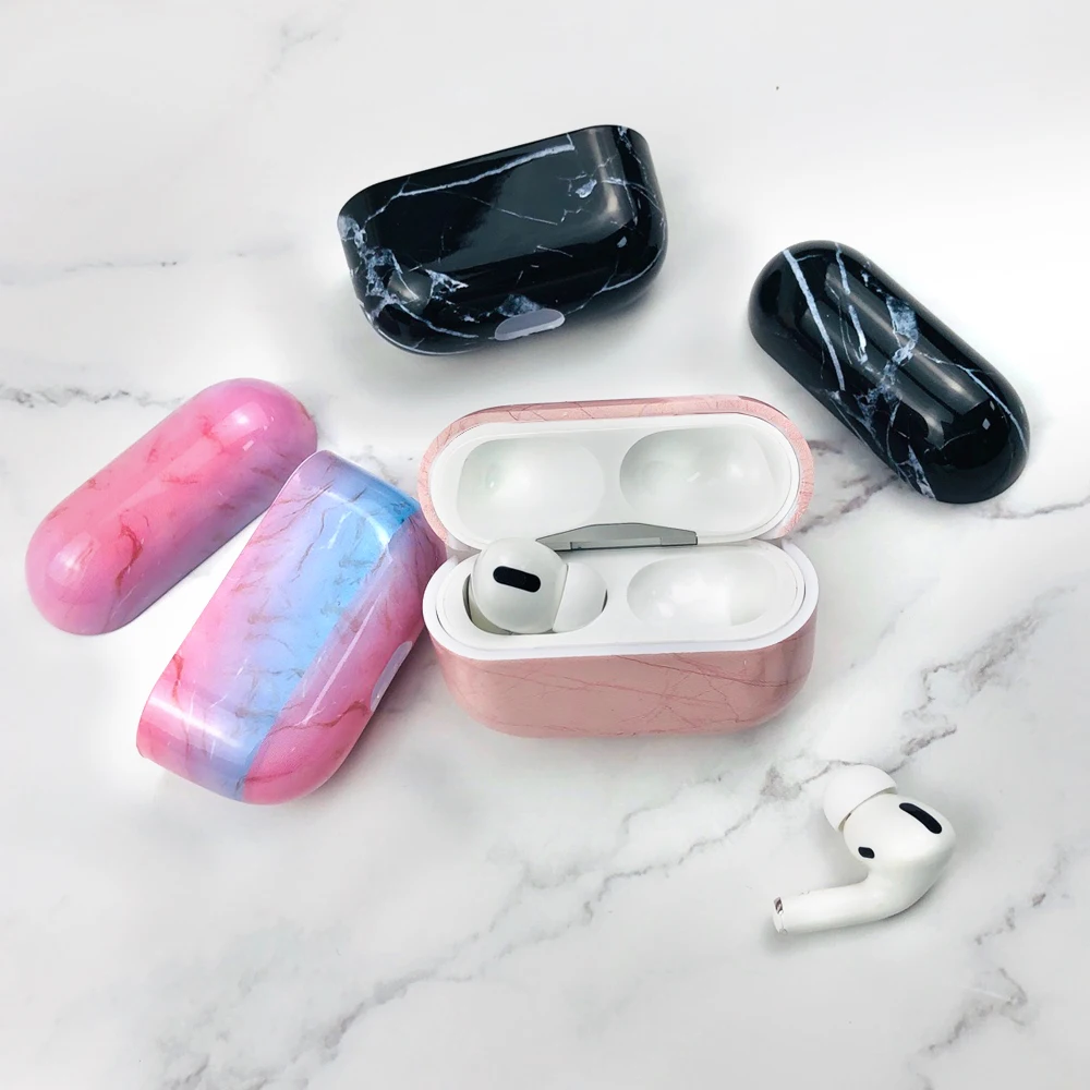 Чехол для наушников с мраморным узором для Airpods 1 2 Pro, жесткий чехол из поликарбоната, чехол для зарядки, корпус для AirPods 1 2 3, защитный чехол