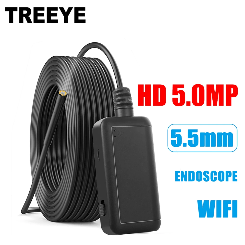 

HD 5.0MP WIFI Endoscope Camera 2/5M Mini Waterproof Hard Wire Wireless 5.5mm 8 LED Borescope Camera For Android PC IOS Endoscope