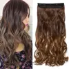 s-noilite 47Color 24Inch Long Wavy Women Clip In One Piece synthetic Hair Extensions Black Brown Fake clip Hairpiece for women 1