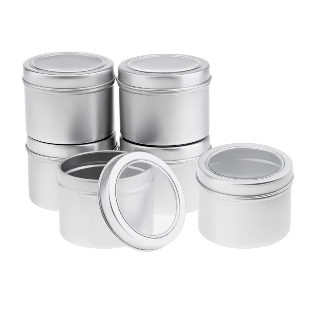6Pcs Aluminum Round Tin,Jar,Bottle,Can,Storage Container With Screw Lids