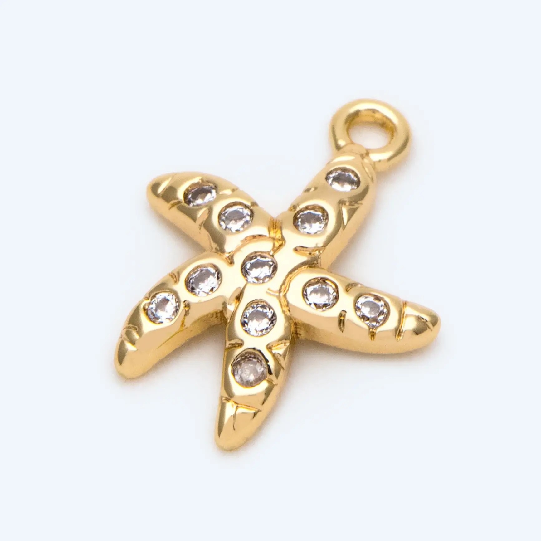 

10pcs CZ Paved Gold Starfish Charms, Beach Style Pendants For Jewelry Making Accessories Findings (GB-2547)