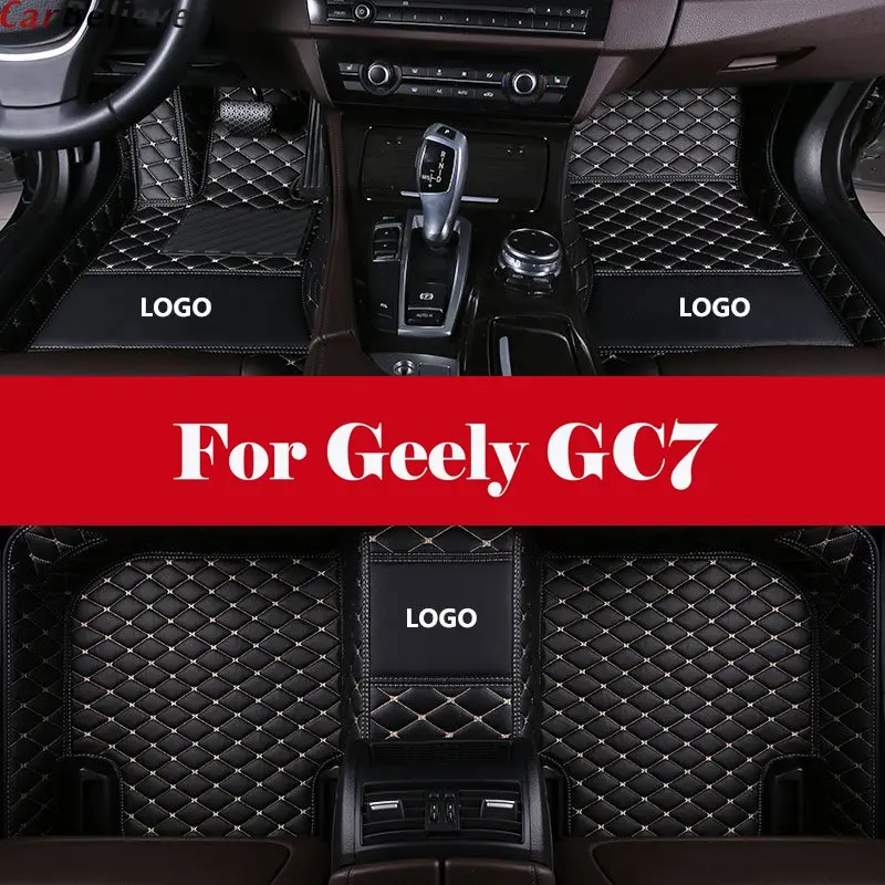 

All Weather Car-Styling Custom Luxury Leather Waterproof Floor Mats Logo Stripe Leather Carpets For Geely GC7