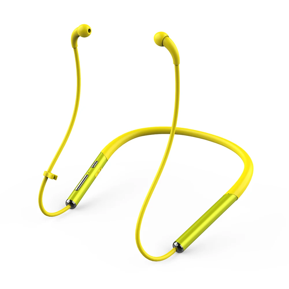 Bluetooth5.0 Wireless Earphones Neck Earbuds Bulit-in Mic Hands free Call In ear Bluetooth Headphone Necklace Headset for Sports - Цвет: Цвет: желтый