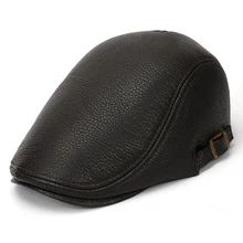 Мужские зимние теплые вельветовые береты из искусственной кожи с натуральным лицевым покрытием, шляпа козырек, Регулируемые головные уборы для улицы