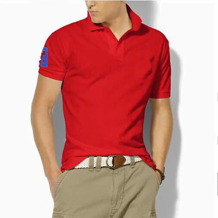 Hombre большой пони поло топ для мужчин короткий рукав Повседневная регби рубашка camisa вышитые homme polo мужские s рубашки поло бренды - Color: Coral Red