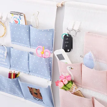 

Lovely Printing Swan Door Wall Hanging Bag Bedroom Sundries Wardrobe Underwear Socks Cosmetic Storage Bag Jewelry Storage Basket