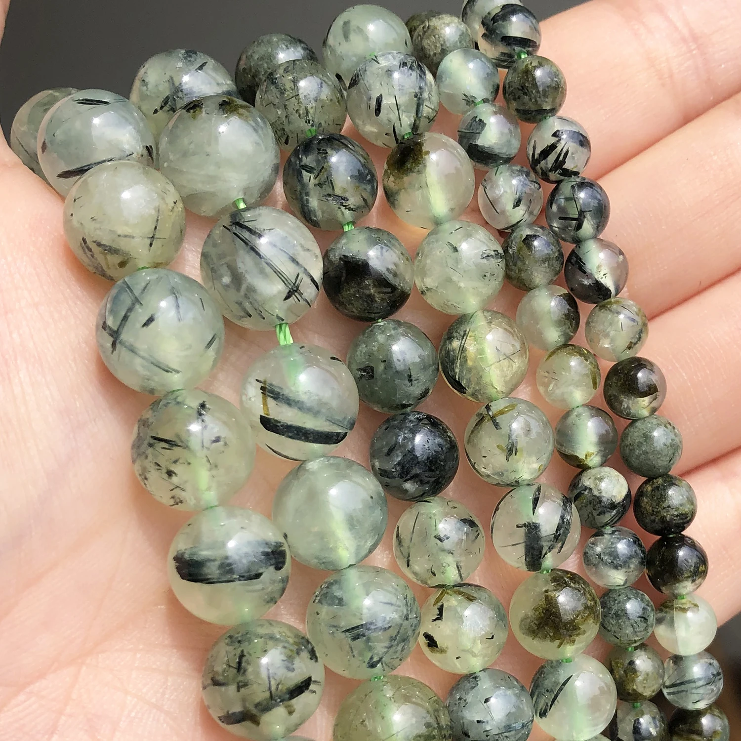 

6 8 10mm Green Prehnites Jades Stone Round Loose Spacer Minerals Beads for Jewelry Making DIY Bracelet Accessories 15''Inches