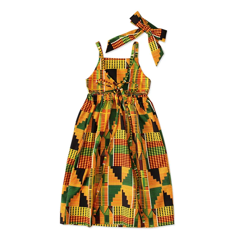Одежда для девочек в африканском стиле; детская одежда; Bazin Riche Dashiki; модные милые платья в полоску с принтом; комбинезоны для малышей с повязкой на голову