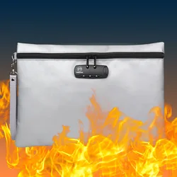 Sacs de documents ignifuges, sac d'argent étanche et ignifuge, tissu en fibre de verre ne démange pas, pochette de rangement sûre avec fermeture éclair 