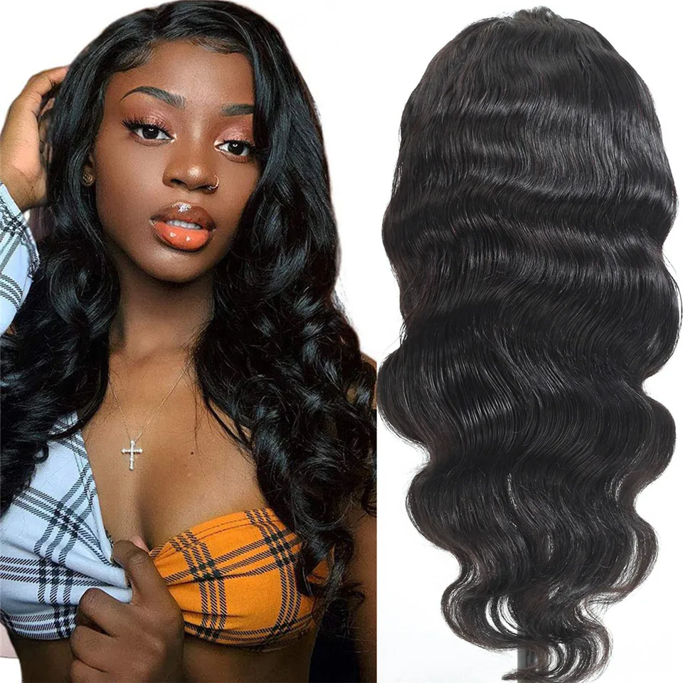 Ceny 4x4 zamknięcie koronki peruka peruka body wave nie Remy ludzkiego włosa Frontal peruki średniej stosunek 150% gęstości środkowa część peruka BUGUQI