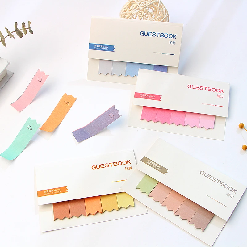 【FUN LIVE】 100 Pages Gradient Memo Pad Sticky Notes Bookmark Index Posted It Planner Stickers Notepads Stationery Office School Supplies. 