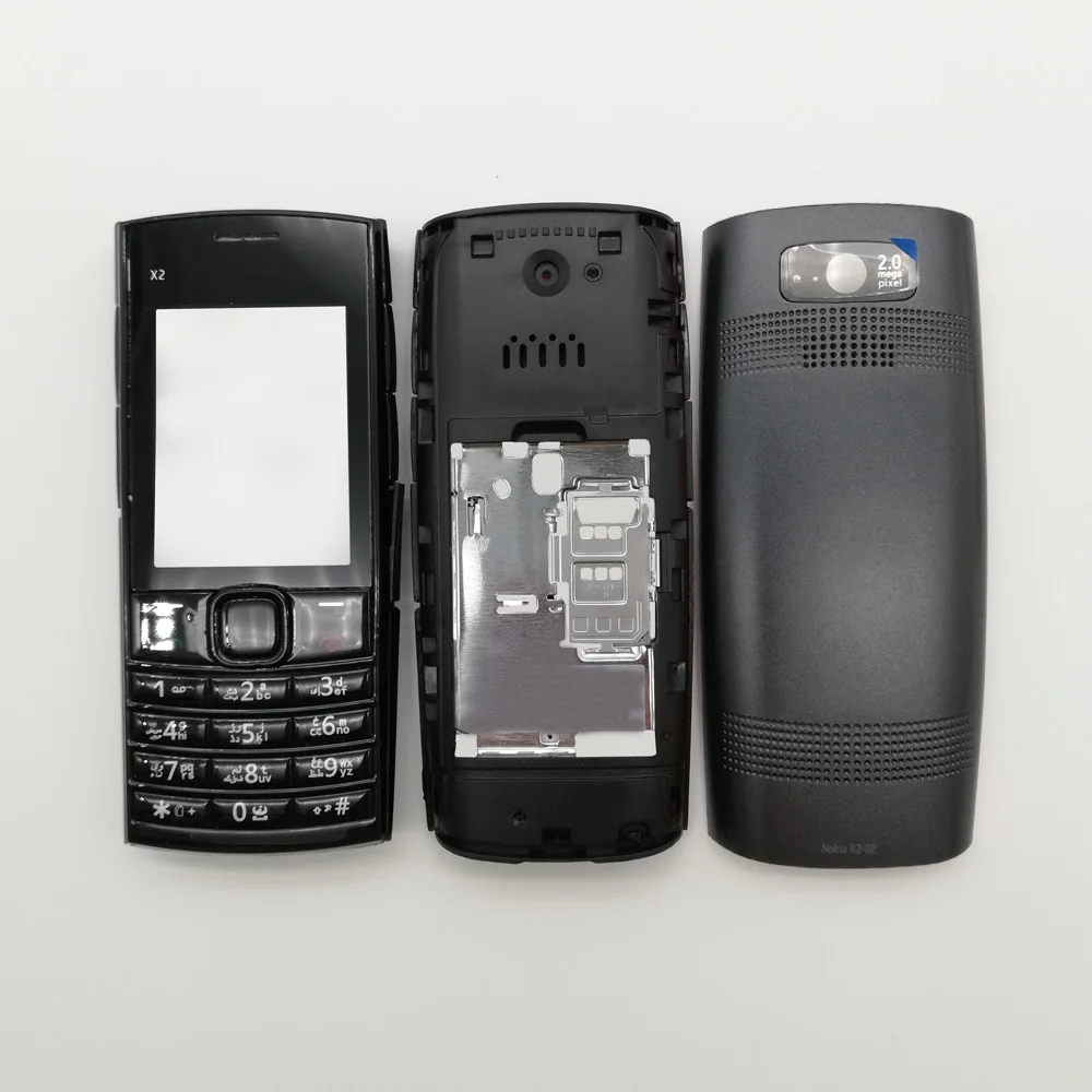 Чехол для телефона X2-02 X202 Nokia, передняя+ средняя рамка+ задняя крышка+ клавиатура на английском/русском или арабском или иврите
