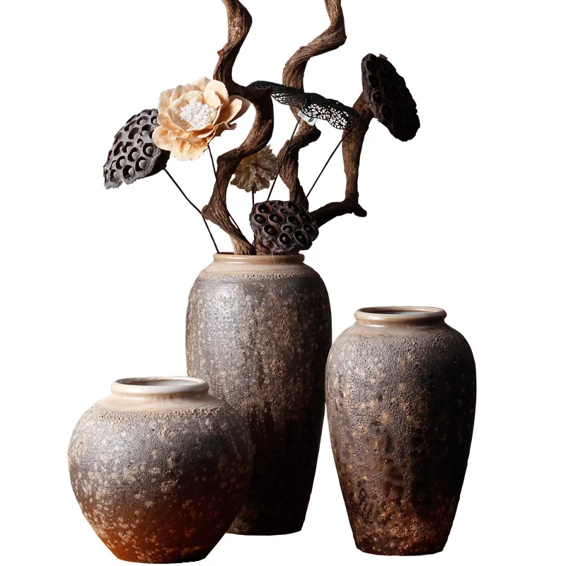 

Jingdezhen Handmade Antique Ceramic Vase Decoration Nordic Style Large Flower Vase Dry Flower Arrangement Decoration Household