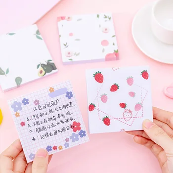 

80 Sheets Kawaii Flower Memo Pad Cute Fruit Sticky Notes Self-Adhesive Notepad For Kids Girls School Office Supplies Stationery