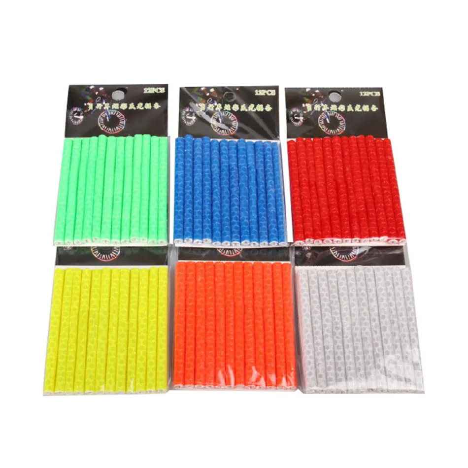 Flash Deal 12 Pcs Bicycle Light Rim Radio Clip Light Tube Safety Warning Light Strip Safety Cycling Reflective Reflector Bike Accessories 8